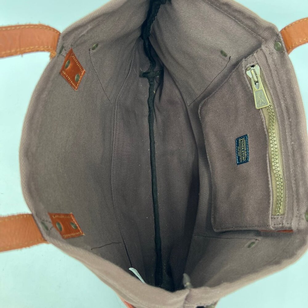 Pendleton Brown Orange Classic Wool Canvas Tote |… - image 3